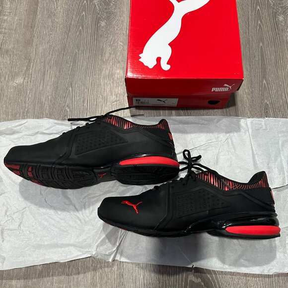 EUC Men PUMA Viz Runner Graphic Black & Red Cross-Trainer sneakers Size 12 - Picture 4 of 8
